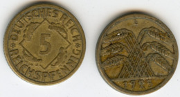 Allemagne Germany 5 Reichspfennig 1925 E J 316 KM 39 - 5 Rentenpfennig & 5 Reichspfennig