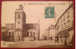 69 Rhône  AMPLEPUIS Eglise Et Rue De Thizy (RARE) - Amplepuis