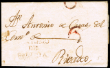 CORUÑA PREF. - SANTIAGO 14R - 1814 CARTA CIRC. A RIVADEO + PORTEO 6 (ROJO) - ...-1850 Préphilatélie