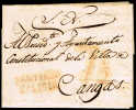 CORUÑA PREF. - SANTIAGO PE 16R - CARTA CIRC. A CANGAS + PORTEO 7 1/2 - ...-1850 Préphilatélie