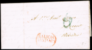 CORUÑA PREF. - SANTIAGO 18R - CARTA CIRC. A RIVADEO + PORTEO 6 - ...-1850 Préphilatélie