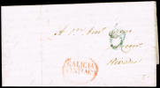 CORUÑA PREF. - SANTIAGO 18R - CARTA CIRC. A RIVADEO + PORTEO 6 - ...-1850 Prephilately