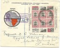 LBL33D-  AFRIQUE DU SUD LETTRE RECOMMANDÉE DE L'EXPOSITION PHILATÉLIQUE INT.LE  NOVEMBRE 1936 AFFR.T 2 MINI BLOCS - Storia Postale