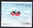 FINLAND 1994 CHRISTMAS BULLFINCH & REINDEER STAMP BOOKLET WITH 10 STAMPS - Booklets