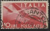 ITALIA REPUBBLICA ITALY REPUBLIC 1945  DEMOCRATICA POSTA AEREA AIR MAIL LIRE 10 TIMBRATO USED OBLITERE´ - Correo Aéreo