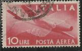 ITALIA REPUBBLICA ITALY REPUBLIC 1945  DEMOCRATICA POSTA AEREA AIR MAIL LIRE 10 TIMBRATO USED OBLITERE´ - Correo Aéreo