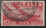 ITALIA REPUBBLICA ITALY REPUBLIC 1945  DEMOCRATICA POSTA AEREA AIR MAIL LIRE 10 TIMBRATO USED OBLITERE´ - Correo Aéreo