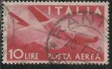 ITALIA REPUBBLICA ITALY REPUBLIC 1945  DEMOCRATICA POSTA AEREA AIR MAIL LIRE 10 TIMBRATO USED OBLITERE´ - Correo Aéreo