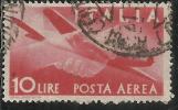 ITALIA REPUBBLICA ITALY REPUBLIC 1945  DEMOCRATICA POSTA AEREA AIR MAIL LIRE 10 TIMBRATO USED OBLITERE´ - Correo Aéreo