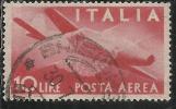 ITALIA REPUBBLICA ITALY REPUBLIC 1945  DEMOCRATICA POSTA AEREA AIR MAIL LIRE 10 TIMBRATO USED OBLITERE´ - Correo Aéreo