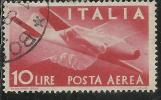 ITALIA REPUBBLICA ITALY REPUBLIC 1945  DEMOCRATICA POSTA AEREA AIR MAIL LIRE 10 TIMBRATO USED OBLITERE´ - Correo Aéreo