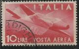 ITALIA REPUBBLICA ITALY REPUBLIC 1945  DEMOCRATICA POSTA AEREA AIR MAIL LIRE 10 TIMBRATO USED OBLITERE´ - Correo Aéreo