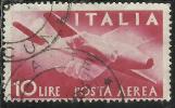 ITALIA REPUBBLICA ITALY REPUBLIC 1945  DEMOCRATICA POSTA AEREA AIR MAIL LIRE 10 TIMBRATO USED OBLITERE´ - Correo Aéreo