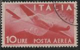 ITALIA REPUBBLICA ITALY REPUBLIC 1945  DEMOCRATICA POSTA AEREA AIR MAIL LIRE 10 TIMBRATO USED OBLITERE´ - Correo Aéreo