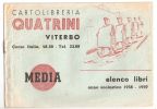 VITERBO - CARTOLIBRERIA QUATRINI - ELENCO LIBRI ANNO SCOLASTICO 1958 - 1959 - Werbung