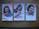 3 Cartes De Silhouettes Ou Portraits De Femmes - Scherenschnitt - Silhouette