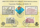 1978-ED. 2474, 2475  Y 2476 EXPO FILATÉLICA EUROPA 78  Y CONSEJO DE EUROPA 2 SERIES COMPLETAS CON MAT. ESPECIAL SOBRE HO - Feuillets Souvenir