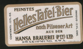 Helles Tafel Bier (Namibia), Beer Label From 60`s. - Bier