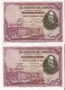 PAREJA CORRELATIVA DE 50 PTAS DE 1928 DE VELAZQUEZ SERIE E SIN CIRCULAR-UNCIRCULATED (BANKNOTE) - 50 Pesetas