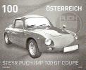 Austria - 2015 - Historic Cars - Steyr Puch IMP 700 GT - Mint Imperforated Stamp Proof (blackprint) - Probe- Und Nachdrucke