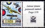 CZECHOSLOVAKIA 1977 Air. "PRAGA 1978" International Stamp Exhibition. Early Aviation - 1k  - Clement Ader's Monoplane FU - Airmail