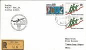 ERSTFLUG WIEN - MALTA AUSTRIAN AIRLINES 1981 FDC UNITED NATION - Premiers Vols