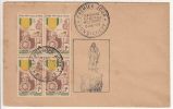 Block Of 4 On French India FDC Cover 1953, Premier Jour / Day,  Centenery  Militaria, Militaire, Militaire As Scan - Cartas & Documentos