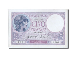 Billet, France, 5 Francs, 5 F 1917-1940 ''Violet'', 1918, 1918-01-08, SUP+ - 5 F 1917-1940 ''Violet''