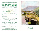 Petit Calendrier Paris Pressing (malemort Corrèze) 1963 (PPP0642) - Grossformat : 1961-70