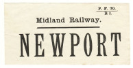 Railway Luggage Label Midland Newport Monmouthshire - Chemin De Fer