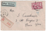 LETTRE RECOMMANDEE 1933 PAR AVION CASABLANCA POUR LA FRANCE PARIS Timbre 75c Cad - Storia Postale