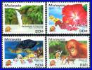 MALAYSIA 1994  TOURIST YEAR SC#495-98 MNH WATERFALL ANIMALS TURTLE FISH Flowers (2D046) - Tortues