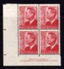 Australia 1950 King George VI 21/2d Scarlet Authority Imprint Block Of 4 MNH - Mint Stamps