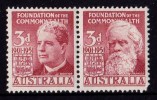 Australia 1951 Foundation Of The Comonwealth 3d Pair MNH - Mint Stamps