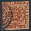 Denmark Danemark Danmark 1858: 4sk Red-brown Imperf, Fair Used (DCDK00251) - Usati