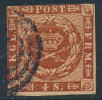 Denmark Danemark Danmark 1858: 4sk Red-brown Imperf, Fair Used (DCDK00251) - Gebraucht