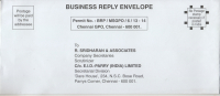 India  2013  Business Reply Envelope  Postage Stamps Not Required  # 86422  Inde Indien - Covers