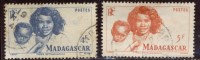 Madagascar - Oblitéré - Charnière Y&T 1946 N° 312 Et 313 Types Betsimisarake 4f Bleu Et 5f Rouge - Used Stamps