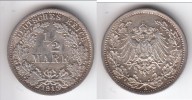 QUALITE **** ALLEMAGNE - GERMANY - HALF MARK 1915 A - 1/2 MARK 1915 A - EMPIRE - ARGENT - SILVER **** EN ACHAT IMMEDIAT - 1/2 Mark