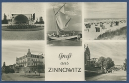 Ostseebad Zinnowitz Usedom Strand Boot, Gelaufen 1957 (AK683) - Zinnowitz