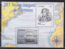 Voyage Inaugural De L'Hermione Saint Pierre Et Miquelon Le Bateau 1138 Et La Fayette 1137 Bloc 2 Timbres Neufs Gommé - Blocks & Kleinbögen