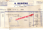 87 - FACTURE A. REBIERE - VINS EN GROS - LES GLYCINES- GARE- A M. LAGORCE EPICIER -1958 - 1950 - ...