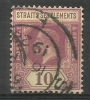 Straits Settlements - 1921 King George V 10c Reddish-purple  Sc 191a - Straits Settlements