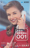 Télécarte JAPON / 110-011 - Femme Pub TELEPHONE Série KDD 001 New York - WOMAN Girl Japan Phonecard - Frau TK - 1914 - Telefoni