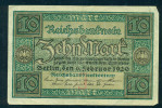 GERMANY.  - ALLEMAGNE WEIMAR . REICHSBANKNOTE . 10 M.  Used - 10 Mark