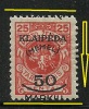 Memelgebiet 1923 Lithuania Litauen Klaipeda Michel 126 ERROR Überdruck  - Abart * - Memel (Klaïpeda) 1923