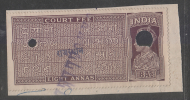 India  KG VI 8A  Court Fee # 87104 Inde Indien  India Fiscaux Fiscal Revenue - Altri & Non Classificati