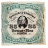 BILLET / BILL - FISCAUX AMERICAIN 1878 - RARE - BEER STAMP " QUARTER BARREL" 25 TWENTY FIVE CENTS - VARIETE DE COULEUR - Non Classés