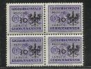 LUBIANA 1944 OCCUPAZIONE TEDESCA GERMAN OCCUPATION SEGNATASSE POSTAGE DUE TASSE TAXE CENT. 30 SU 50 C QUARTINA BLOCK MNH - Deutsche Bes.: Lubiana