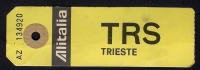 # ALITALIA BAGGAGE TAG TRIESTE 1960s Italy Airlines Airways Aviation Airplane Aereo Avion Balise Etikett Etiqueta - Aufklebschilder Und Gepäckbeschriftung